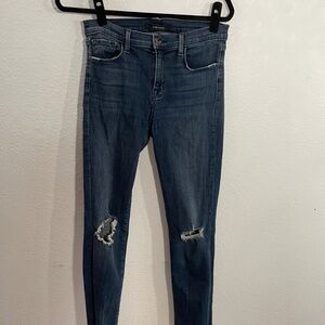 J Brand Skinny Jeans, Frayed Knees, Size 28